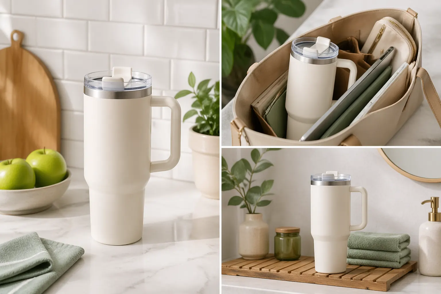 Amazon lifestyle image generator concept showing one product adapted into three realistic ecommerce-ready lifestyle scenes