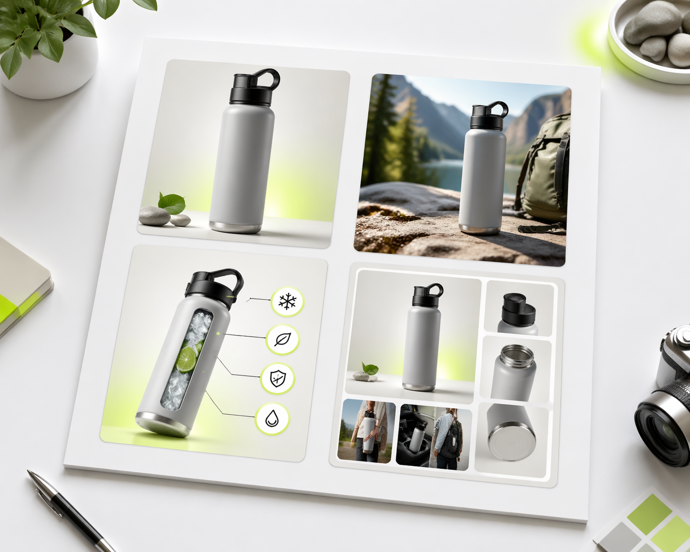 Amazon listing image generator workflow showing main image, lifestyle scene, feature visual, and A-plus support image jobs