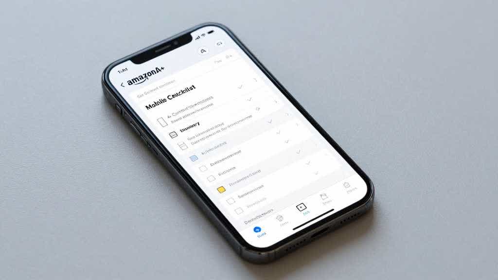Amazon A plus Content module checklist showing module job, crop safety, mobile readability, claim proof, sequence, and reuse value