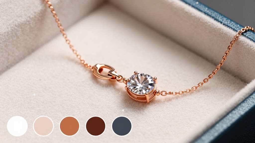 Amazon listing image plan for a necklace with main image, clasp closeup, texture closeup, stone detail, scale reference, variant colors, packaging, mobile preview, and QA checklist