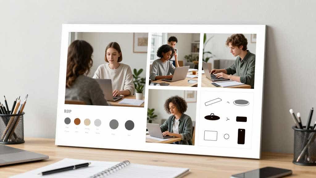 Amazon PDP image stack planning board with main image, detail close-up, lifestyle scene, and included parts layout