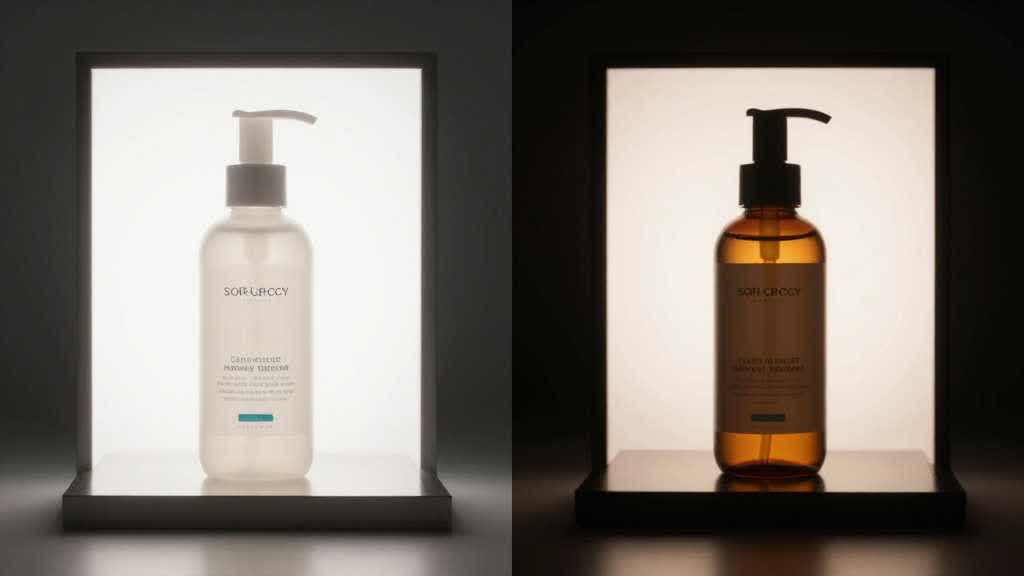 Amazon listing photo enhancement comparison showing a legacy soft product image improving into a crisp trustworthy ecommerce asset
