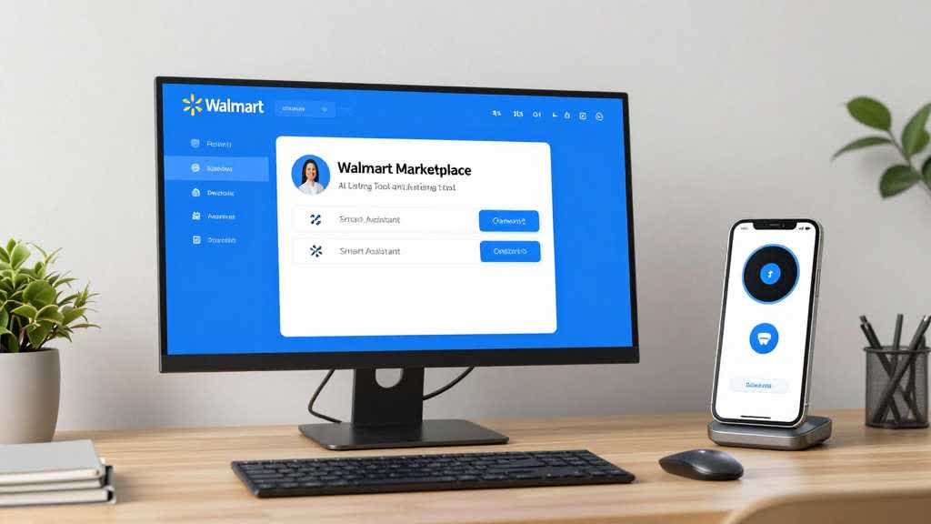 Walmart Marketplace seller workflow map showing AI listing support, smart assistance, and structured product input improvements